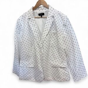 Talbots NWOT linen/cotton blend polka dot blazer white/navy size 24W